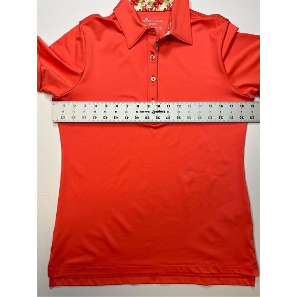 Peter Millar Golf Polo Tangerine Orange Wicking UPF Contrast Collar Size Medium - Picture 2 of 9